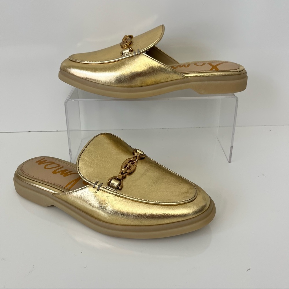 SAM EDELMAN Kira Bit Mule in Gold Metallic Leather NEW - Picture 3 of 14